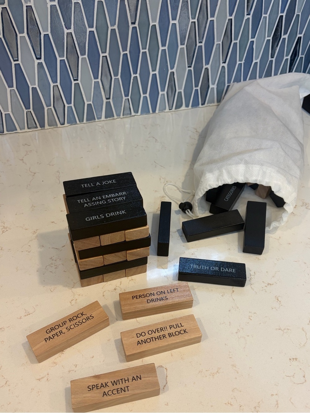 Adult Jenga Game - Black and Natural Wood - Picture 2 of 4